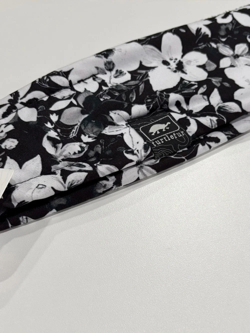 Turtle Fur Women's Fluffy Lined Headband Black Floral NWT Quick Dry Stretch